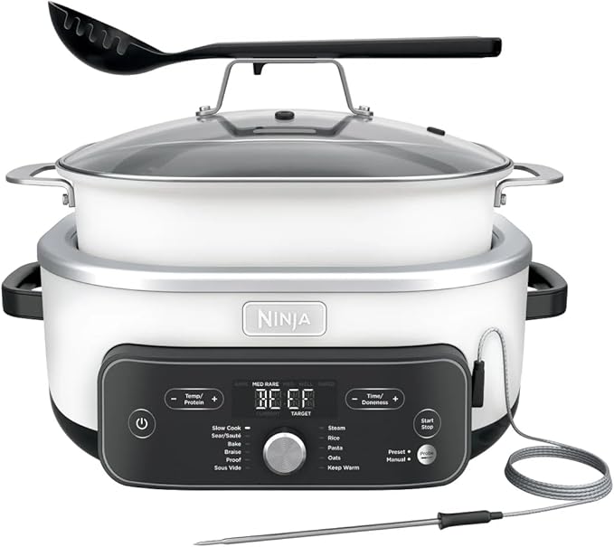 Ninja Premium 8.5 Quart Multi-Cooker Kit with Smart Thermometer, High-Power Electric Dutch Oven and Steamer Edition for Family Meals