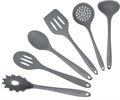 Culinary Couture Grey Silicone Kitchen Utensils Set of 6, Non-Stick Heat-Resistant Silicone Kitchen Utensils Set with Steel Inner Core