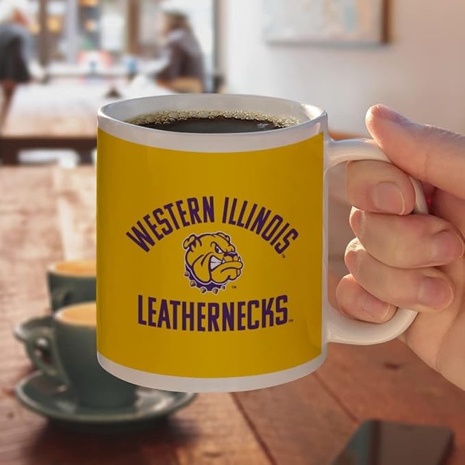 Western Illinois Leatherneck Ceramic Coffee Mug, Novelty Gift Mugs for Coffee, Tea and Hot Drinks, 11oz, White