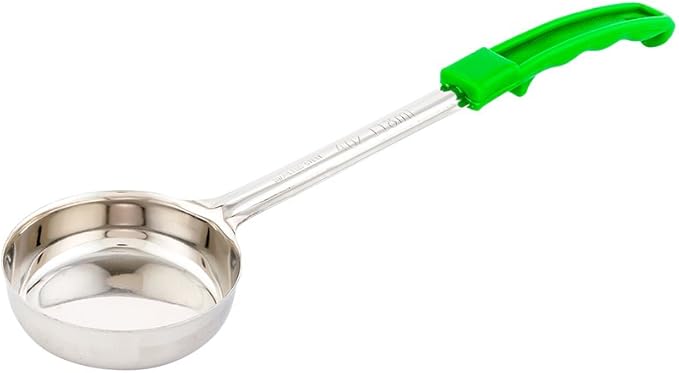 Restaurantware Met Lux 4 Ounce Portion Ladle 1 With Green Handle Portion Serving Spoon - Does Not Corrode Dishwashable Stainless Steel Portion Control Serving Utensil Multipurpose