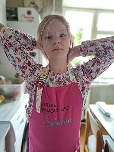 Kids Apron - Embroidered Personalized Cooking Custom Apron with Name, Adjustable, Cotton, with Pockets, for cooking
