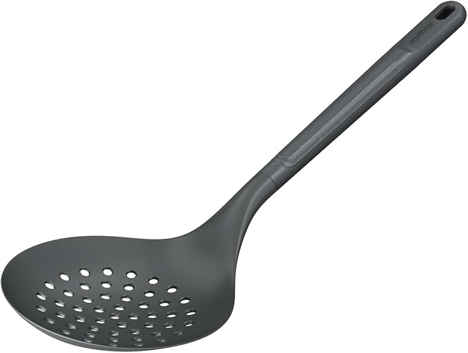 Zyliss E980232 Skimmer, Sustainable Wheatstraw/Nylon, Cooking Spoon with Holes for Skimming/Draining, Non Stick, Heat Resistant Silicone Head, Beluga Grey, 13.2" X 4.8", Dishwasher Safe