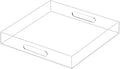 Clear Sturdy Acrylic Serving Tray with Handles 12x12x2H Inches -Spill Proof- Decorative Trays Countertop Organizer for Ottoman Coffee Table Nightstand, sidetable, Breakfast, Tea, Food