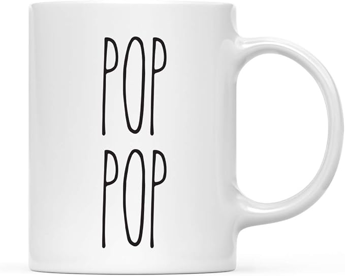 Andaz Press Simple Rustic Farmhouse Kitchen Decor 11oz. Ceramic Coffee Tea Mug Gift, Pop Pop, 1-Pack, Birthday Christmas Gift Ideas for Family, Friends
