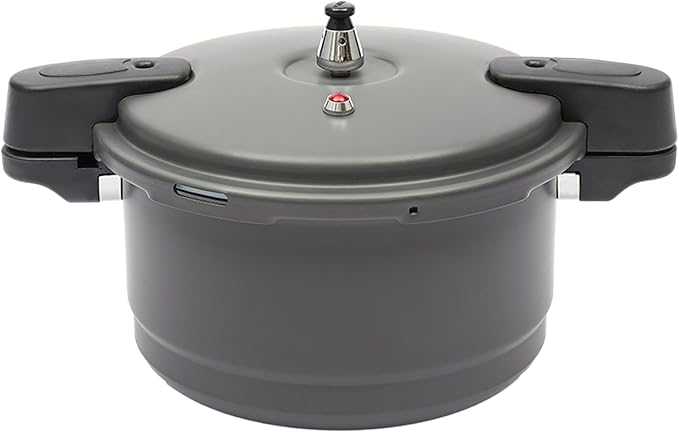 Pressure Cooker 9.5QT, Explosion-Proof Cookware with Steam Rack, Secure locking System, One-Hand Locking, Induction Compatible, Thickened Silicone Ring, Kitchen, Grey