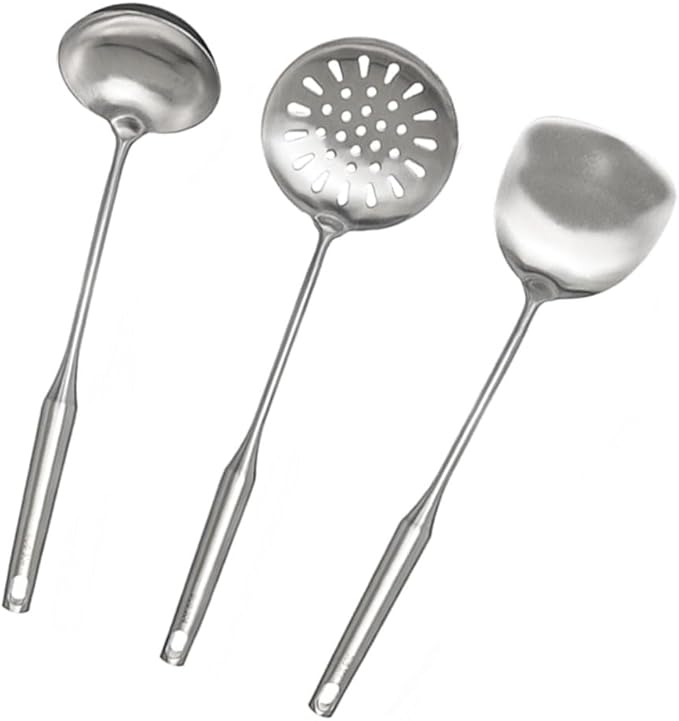 304 18/10 Stainless Steel Kitchen Utensils Set 3 Pack Cooking Utensil, Spatula, Soup spoon, Leaking shovel, Kitchen Tools Set (3)