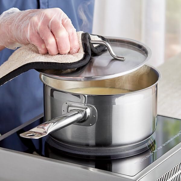 SS1 Series 3.5 Qt Stainless Steel Sauce Pan with Aluminum-Clad Bottom, Silver, NSF Listed, Induction Ready, Dishwasher Safe, 4.25 Inch Height with Cover