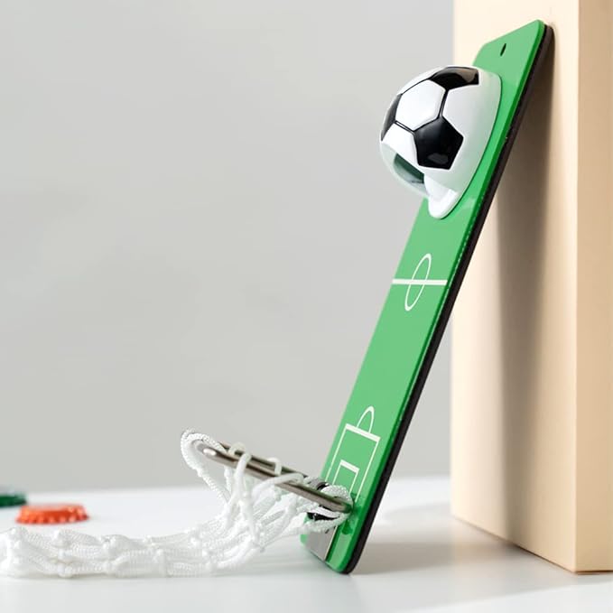 Arola Magnetic Soccer Bottle Opener, Removable Metal Wall Mounted Opener with Cap Catcher Collector, Gift for Soccer、Beer Lovers and Men, Use as Kitchen-Yard-Bar Decoration