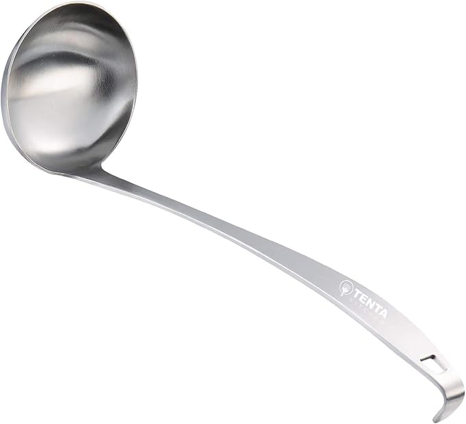 Tenta Kitchen 3oz/85ml Stainless Steel Small Soup Ladle Spoon Stainless Steel,11.5"x 3.6" – One-piece Professional Ladle With Hook And Hole For Convenient Hanging