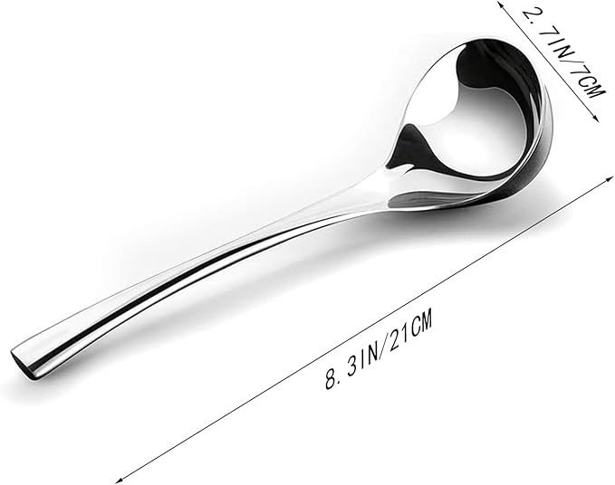 Zjunhm Sauce ladle,Gravy Ladle,Small Soup Ladle,8.3 Inch,SUS304 Stainless,Mirror Polished Dishwasher Safe 1 Piece (Color:Silver).