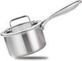 1 Quart Triple Stainless Steel Saucepan with Lid, Ramen Pot with Clear Glass Cover, Small Sauce Pan for Cooking Oatmeal, Induction-Ready, Dishwasher-Safe, Suitable for All Stoves