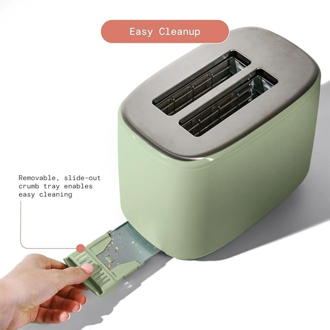 Beautiful 2-Slices Touchscreen Toaster with Digital Display, 7 Shade Settings, Bagel/Frozen Presets, Extra-Wide Slots, 900W (Sage Green)