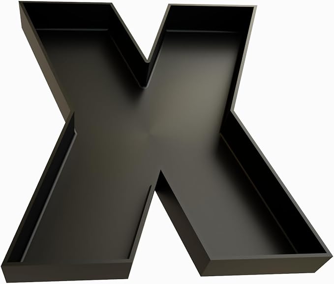 Hard Plastic Reusable Fillable Letters Numbers Serving Trays for Party Decoration (X, Black)