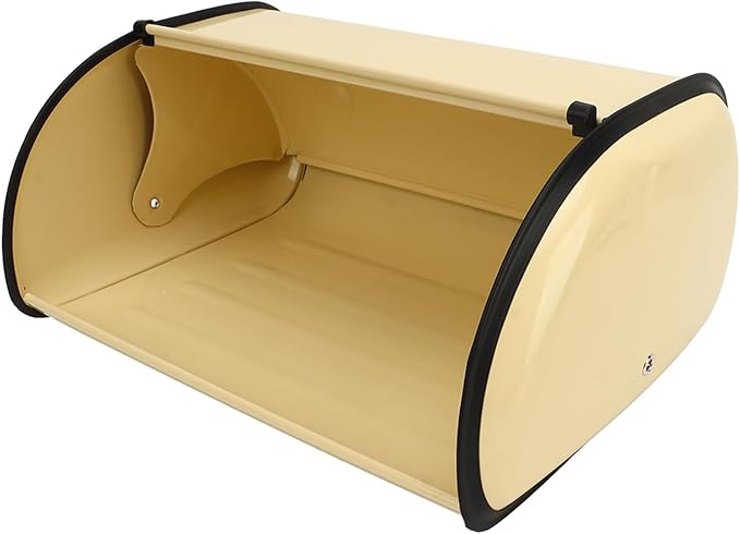 Topyond Vintage Bread Box, Metal Bread Box for Kitchen Countertop, Rustic Bread Holder with Roll Top Lid, Farmhouse Bread Storage Bin, Stainless Steel Breadbox for Homemade Bread