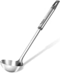 Soup Ladle, 13.9 inch Large Ladles Serving Spoons, 4 oz Stainless Steel Ladle with Heat-proof Handle, Comfortable Grip Design, Durable Construction, Silver