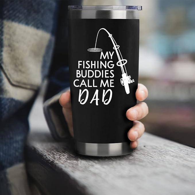 Fishing Gifts For Men Birthday Gift For 20oz Black My Fishing Buddies Call Me Dad Travel Tumbler Fishings Gift For Bay Christmas Presents For Father Dad Fishings Lover Coffee Cup With Lid Straw