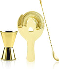 Cocktail Bar Tool Set Stainless Steel Includes Stirring Spoon, Hawthorne Strainer, Cocktail Jigger Bar Essential for Bartender