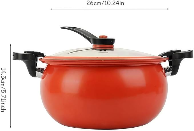 Multifunctional Large Capacity Non-stick Pressure Cooker, Micro Electric Pressure Cooker Pot Anti Scalding Handle Transparent Pot and Pan for Culinary Styles(Orange)