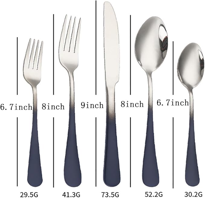 Black Silverware Set for 6 Modern 30 Piece Flatware Set 18/10 Stainless Steel Unique Gradual Change Cutlery Utensils Sets for Home Kitchen Restaurant Tableware Set Mirror Polished
