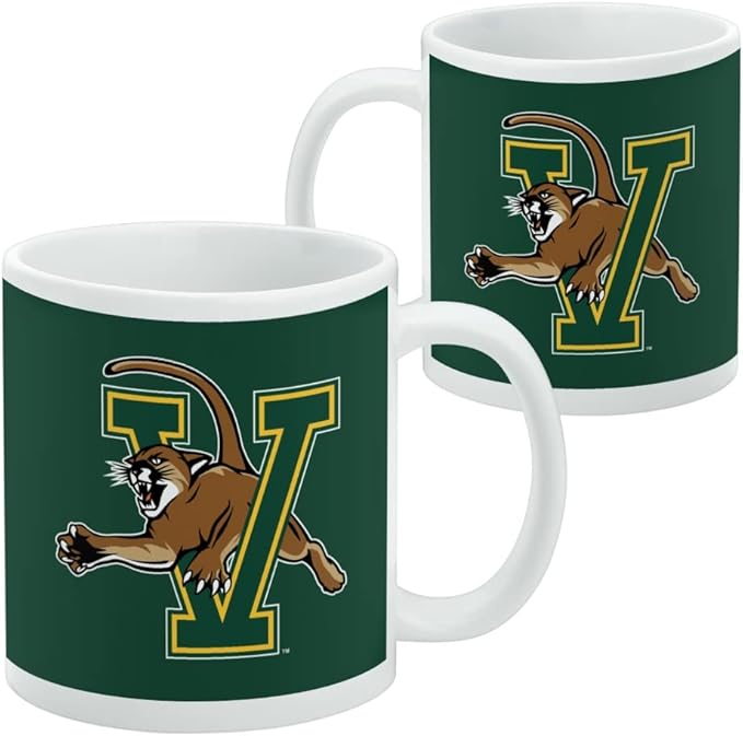 University of Vermont Catamount Logo Ceramic Coffee Mug, Novelty Gift Mugs for Coffee, Tea and Hot Drinks, 11oz, White