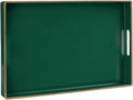 MAONAME Dark Green Decorative Tray, Serving Tray with Handles, Plastic Trays for Coffee Table, Rectangular Trays for Living Room, Bedroom, 15.8" X 10.2" X 1.4"