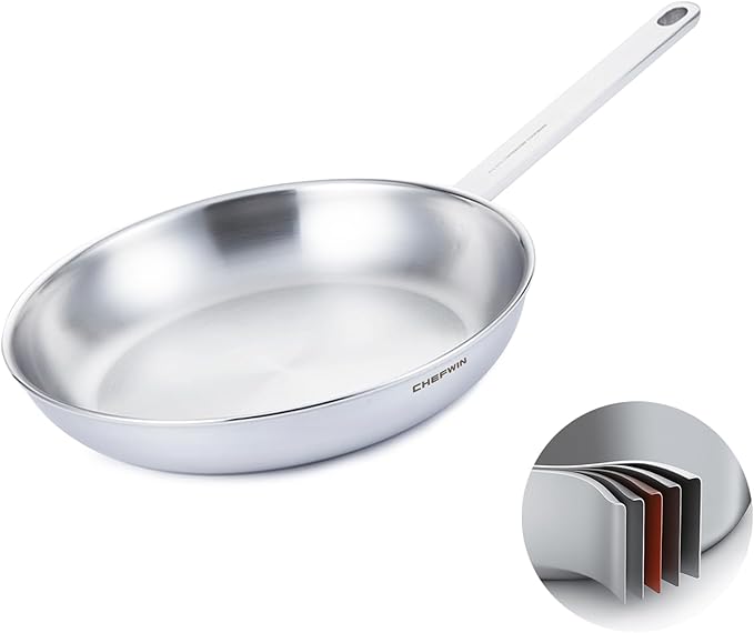 11 Inch Skillet Frying Pan 316 Stainless Steel Copper core 5-Ply Induction compatible Dishwasher & Oven Safe