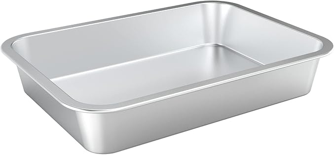 only fire Stainless Steel Baking Pan, Rectangular Cake Pan Cookie Sheet Pan Barbeque Grill Pan for Baking Breads, Grilling Chicken, Vegetables, Dishwasher Safe,15.5’’×11.6’’×2.7"