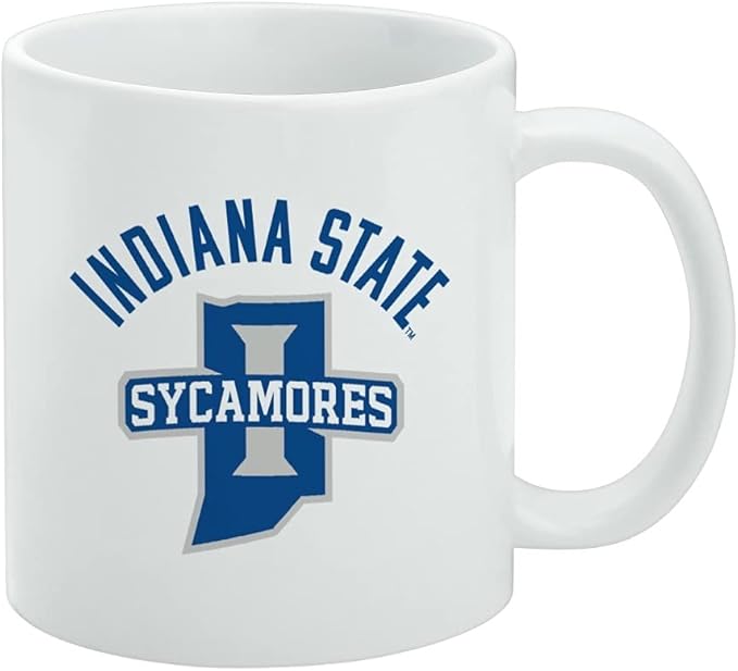 Indiana State University Sycamores Ceramic Coffee Mug, Novelty Gift Mugs for Coffee, Tea and Hot Drinks, 11oz, White