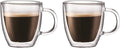 Bodum 5oz Bistro Double Wall Espresso Mug, High-Heat Borosilicate Glass, Set of 2, Clear