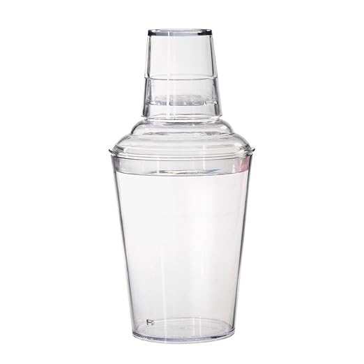 G.E.T. SH-175-1-CL-EC 17.5 Ounces. 3 Piece Shaker Set for Cocktails or Martinis, Clear, Break Resistant Plastic, (Pack of 4)