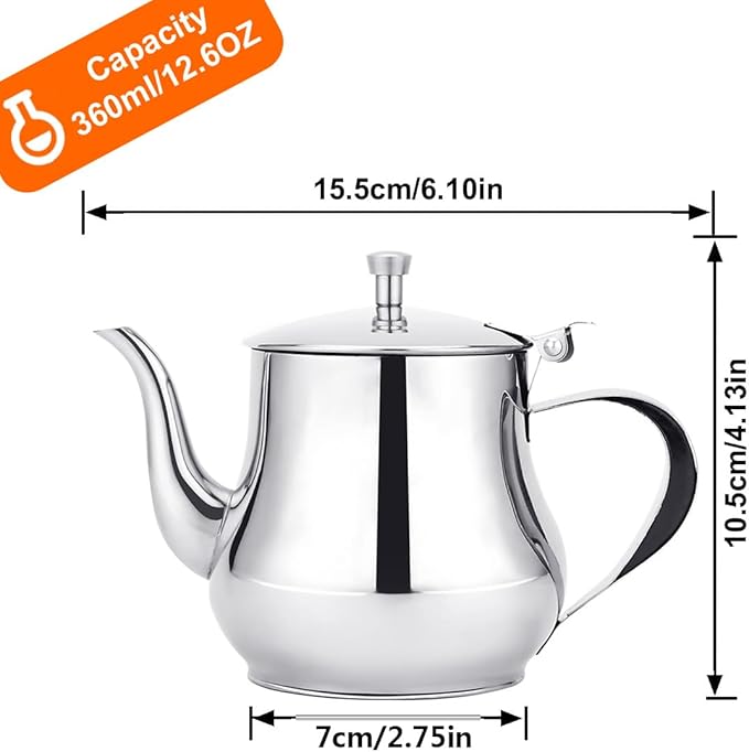 SANQIAHOME 360ml(13Oz) Stainless Steel Small teapot