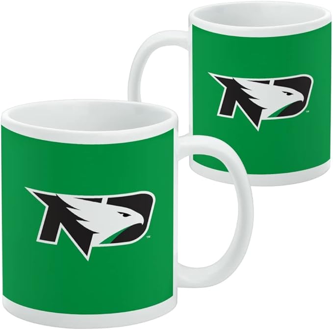 University of North Dakota Fighting Hawks Logo Ceramic Coffee Mug, Novelty Gift Mugs for Coffee, Tea and Hot Drinks, 11oz, White