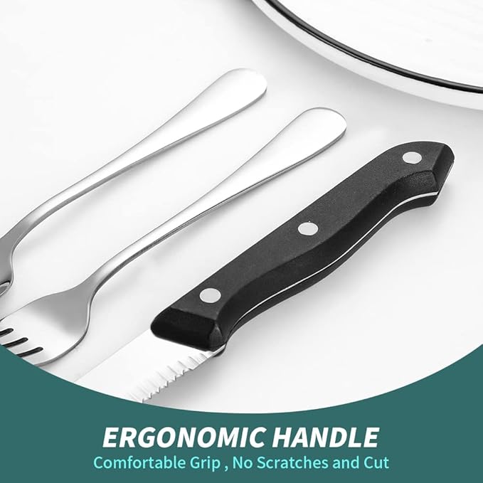 Modern Flatware Silverware Set for 4 Stainless Steel Cutlery 24 Pieces include Forks Spoons Knives Mirror Polished Dishwasher Safe Home and Restaurant Utensils