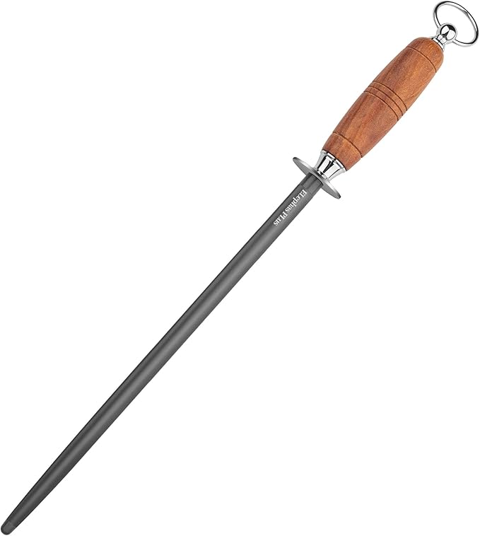 Kitchen Sharpening Rod 12 Inch Rosewood Handle Honing Steel,12 Inch Knife Sharpening Steel