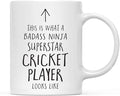 Andaz Press Funny 11oz. Ceramic Coffee Tea Mug Gift, This is What a Badass Ninja Superstar Cricket Player Looks Like, 1-Pack, Birthday Christmas Gift Ideas Coworker