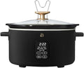 Beautiful 6 Qt Programmable Slow Cooker by Drew Barrymore -5 Preset Cooking Functions, Digital Countdown Timer, Dishwasher-Safe Parts and Cool-Touch Handles (Black Sesame)