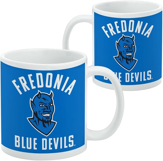 Fredonia State University Blue Devils Logo Ceramic Coffee Mug, Novelty Gift Mugs for Coffee, Tea and Hot Drinks, 11oz, White