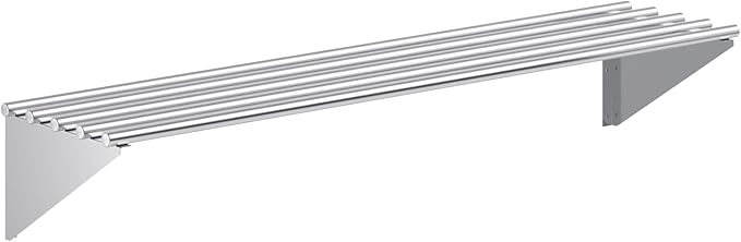 AmGood 14 in. x 60 in. NSF Stainless Steel Tubular Wall Shelf | Heavy-Duty Metal Shelving for Appliances & Equipment | Ideal for Kitchen, Restaurant, Garage, Laundry, Utility Room