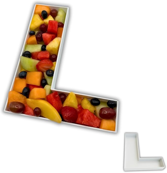Hard Plastic Reusable Fillable Letters Numbers Serving Trays for Party Decoration (L, White)