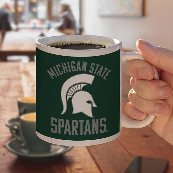 Michigan State Spartans Ceramic Coffee Mug, Novelty Gift Mugs for Coffee, Tea and Hot Drinks, 11oz, White