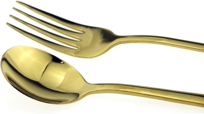 JASHII Mirror Polished Gold 30-Piece SUS304 Stainless Steel Flatware Set,Silverware Set Dinner Knife Fork Spoon Dessert Fork Salad Spoon Service for 6