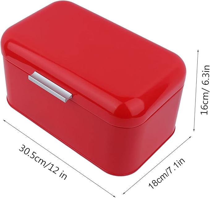 Buachois Large Bread Box,Iron Bread Box with Lid,Metal Bread Storage Bin,Bread Keeper Container,Bread Containers Storage,Modern Solid Color Retro Style,for Kitchen Counter (A)