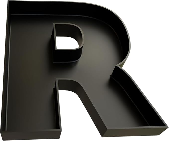 Hard Plastic Reusable Fillable Letters Numbers Serving Trays for Party Decoration (R, Black)