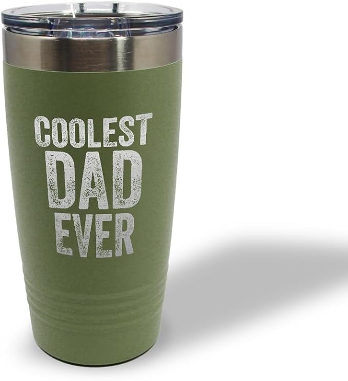 Tumblera Tumblers Travel Mugs Coolest Dad Ever C Family & Friends Dad Insulated Drinkware Personalized Tumbler Cups Coffee Tumbler Engraved Stainless-Steel 20 Oz Forest Green Design Only