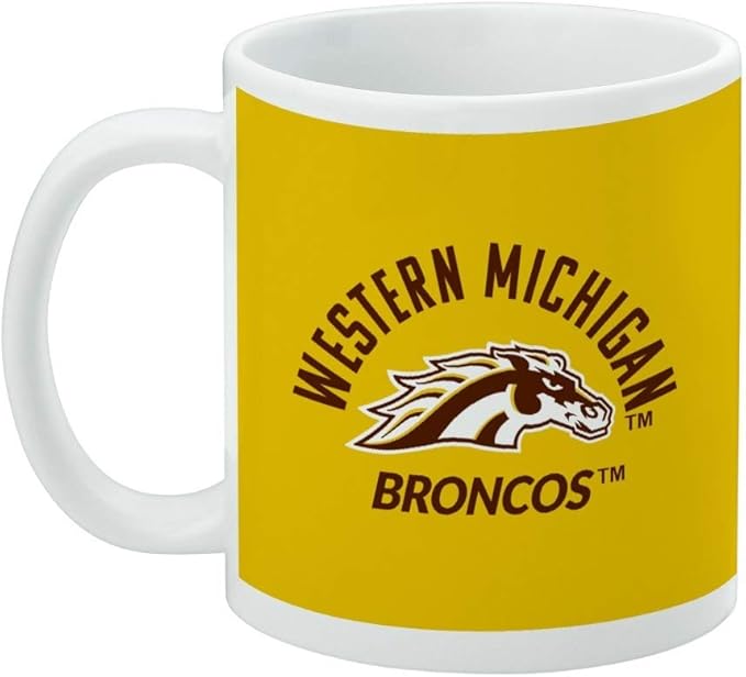 Western Michigan University Broncos Ceramic Coffee Mug, Novelty Gift Mugs for Coffee, Tea and Hot Drinks, 11oz, White