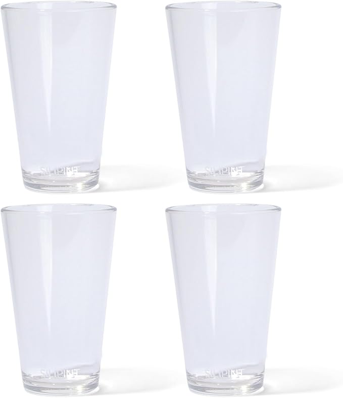 Silipint 4-Pack 16oz Silicone Pint Glass – Unbreakable, BPA-Free, Reusable Silicone Drinking Cup – Flexible, Microwave & Freezer Safe – Stemless Glass for Coffee, Smoothies (Crystal Clear)
