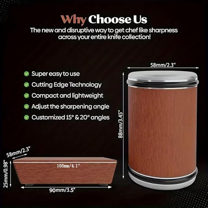 Rolling Knife Sharpener Kit - Magnetic knife sharpener with Diamond Grit 400/1000 & Angles 15° & 20°, Razor sharp Edges, Multipurpose Rolling Sharpener for Kitchen Knives, Pocket Knives, Chef's Knive