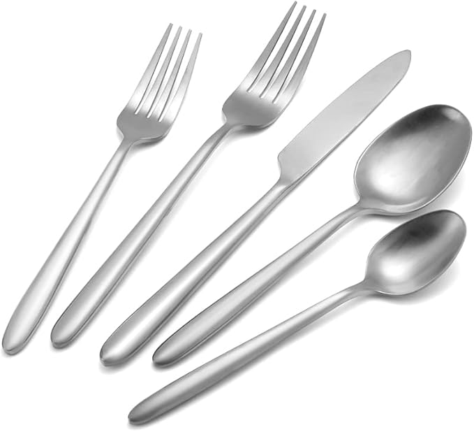 DEACORY Silverware Set 5 Pieces Flatware Set Cutlery Set Stainless Steel Matte Finished Drip Handle Service for 1