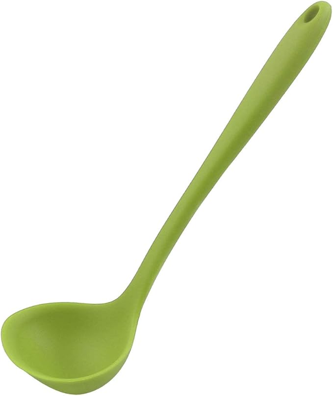 uxcell Silicone Soup Ladle Spoon 11.6 Inch Length Heat Resistant to 450°F One Piece Design Restaurant Kitchen Cooking Utensil for Serving Soup Light Green