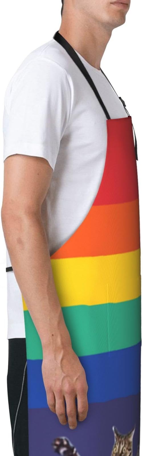 LGBT Aprons Gay Aprons with Pockets and Adjustable Rainbow Apron for Gardening Cooking Kitchen